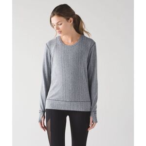 Lululemon Rush Hour Long Sleeve Hazy Heather Grey White Womens Size 6